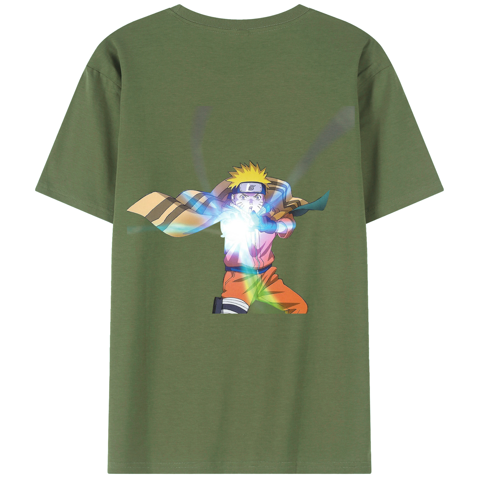 （画像用） NARUTO -ナルト- うずまき ナルト Uzumaki Naruto 綿100％ メンズ半袖Tシャツ（バックプリント） 通気性